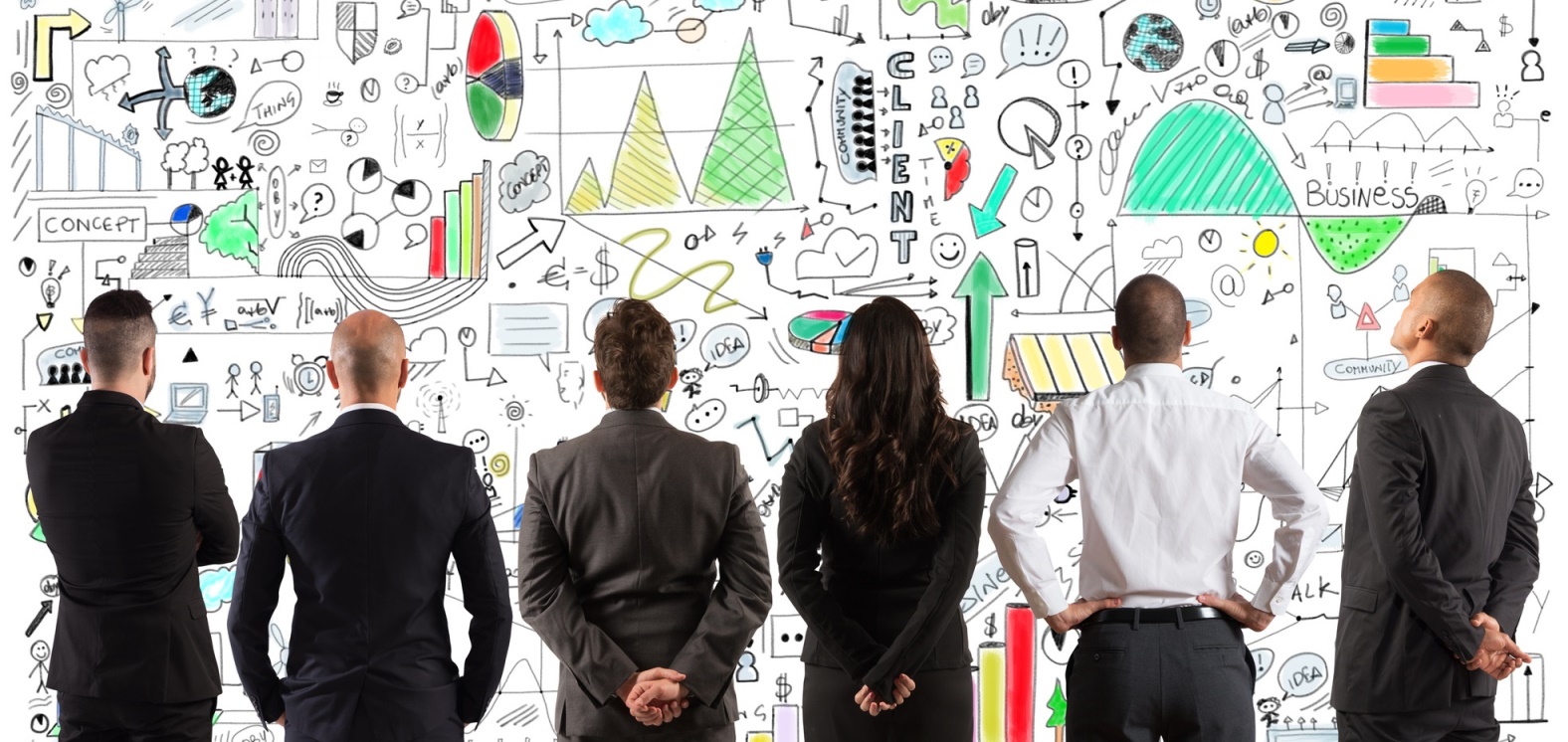 Business team drawing a new complex project